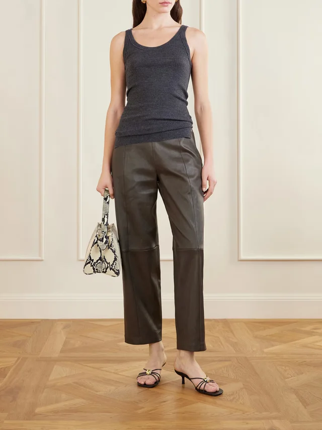 STOULS Bugsy paneled leather tapered pants in Brown, photo 2 of 2 from NET-A-PORTER (Canada)