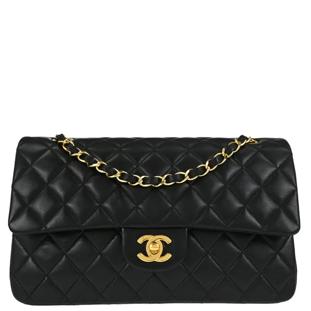 Chanel 2000-2001 Black Lambskin Medium Classic Double Flap Shoulder Bag in Black Lambskin from AMORE Vintage Tokyo