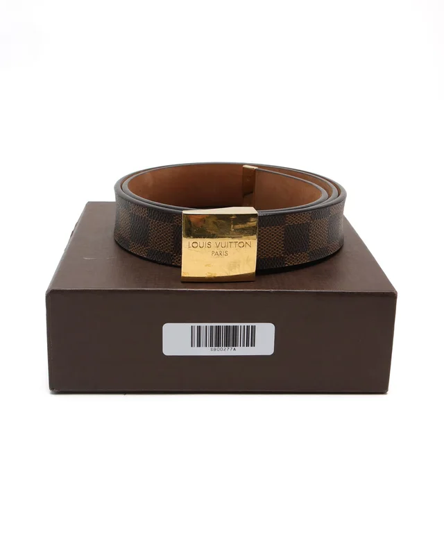 Louis Vuitton Damier Ebene Belt Size 85 cm in Brown Canvas from A Retro Tale, photo 2 of 6