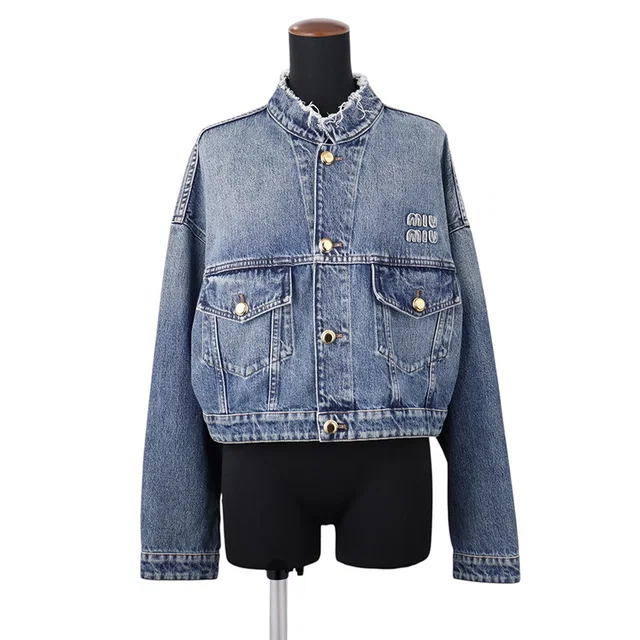 Miu Miu Collarless denim jacket Size 36 BlueGWB194 S000 139G Cotton100% in Denim from GALLERY RARE