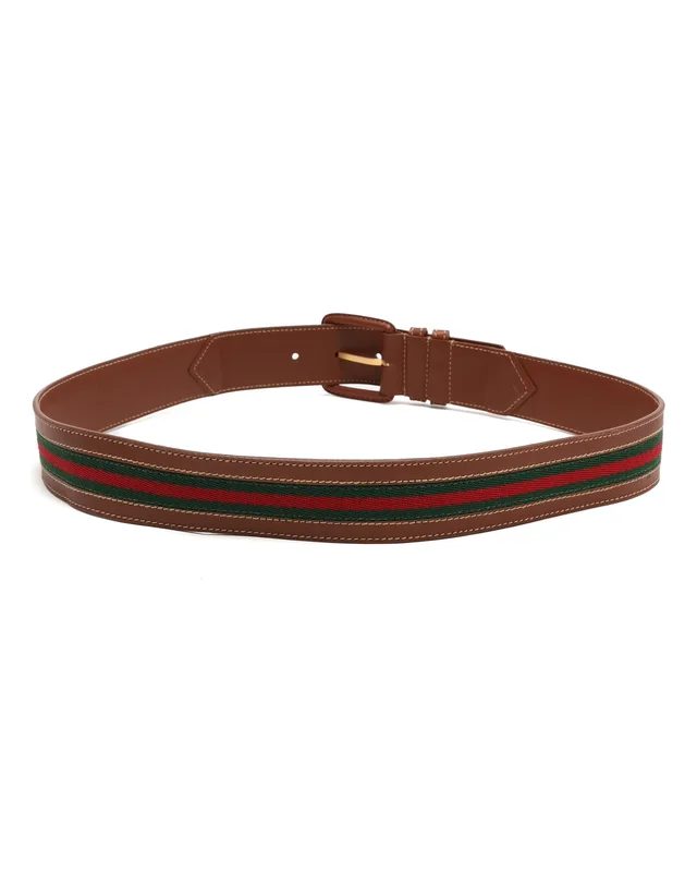 Gucci Web Leather Belt, Size 80 in Leather from A Retro Tale, photo 2 of 4