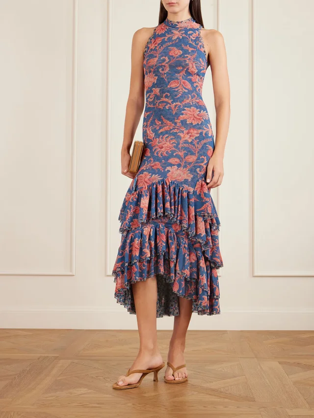 ETRO Ruffled paisley-print tulle midi dress in Blue, photo 2 of 2 from NET-A-PORTER (Canada)