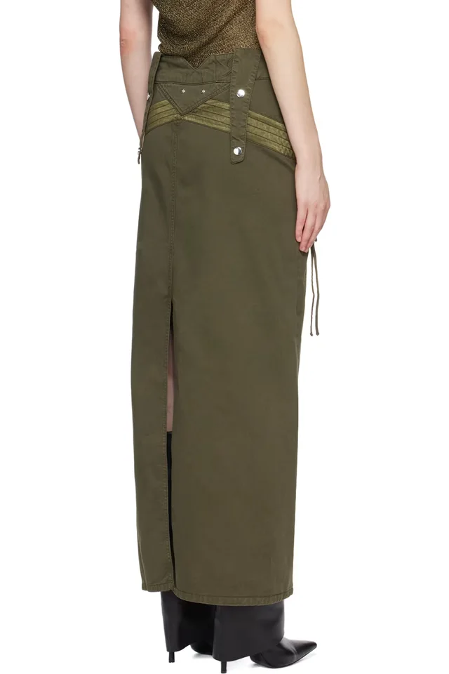 Blumarine Green Embroidered Maxi Skirt, photo 3 of 4 from SSENSE
