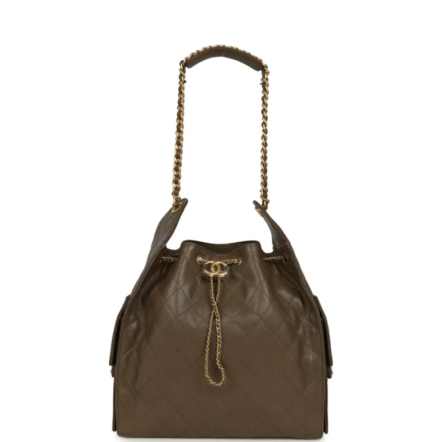 Chanel Medium 25 Hobo Bag Dark Khaki Caviar Antique Gold Hardware in Green Caviar from Madison Avenue Couture, photo 4 of 8