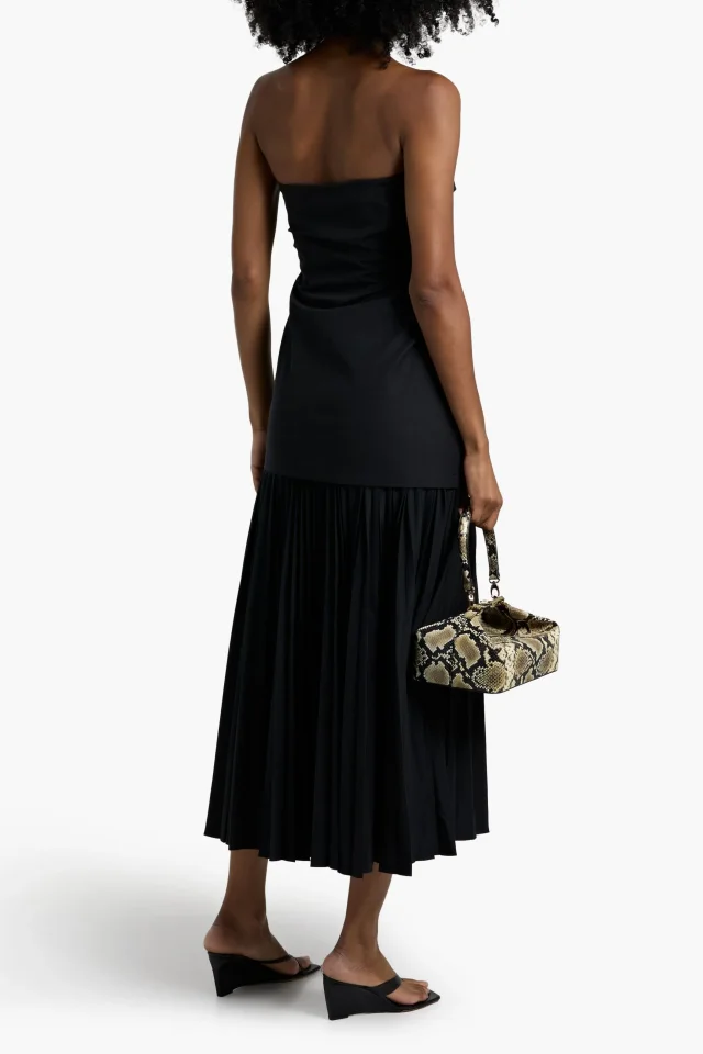 A.L.C. Austin Strapless Pleated Woven Midi Dress in Black, photo 3 of 4 from THE OUTNET