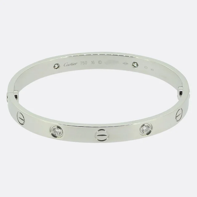 Cartier Four Diamond LOVE Bangle Size 16 from The Vintage Jeweller
