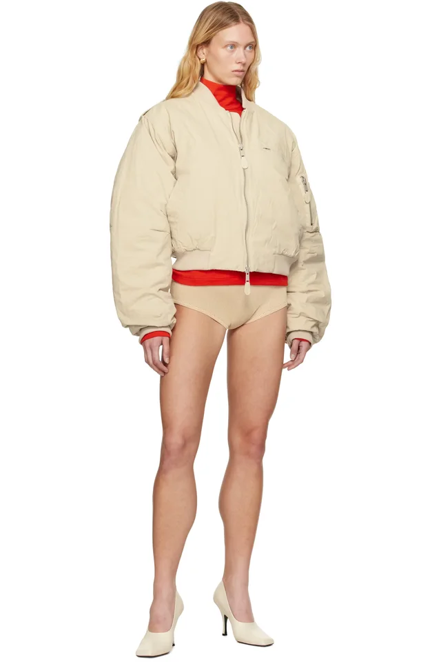 Entire Studios Beige Knit Cuts Shorts, photo 4 of 4 from SSENSE