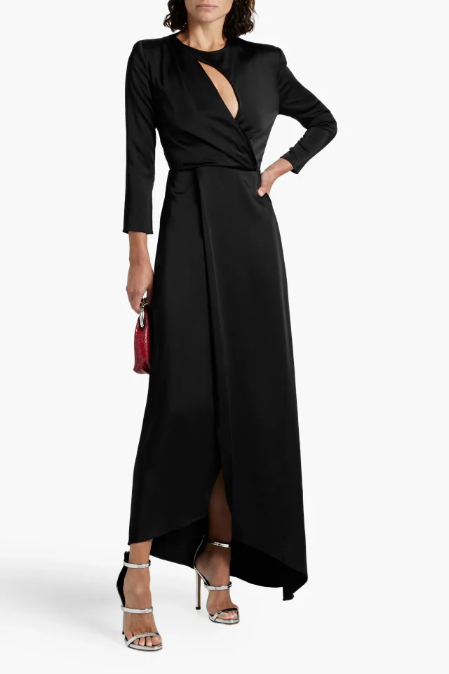 A.L.C. Satin-Crepe Cutout Maxi Dress in Black, photo 2 of 4 from THE OUTNET