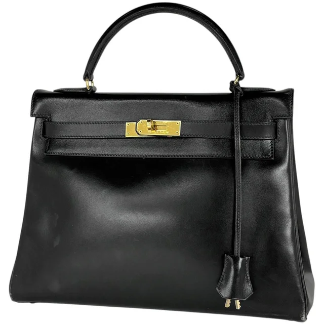Hermès Kelly 32 Handbag Retourne 2-Way Box Calf Black in Black Box leather from The Reluxe