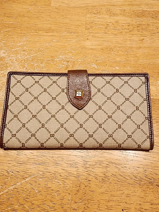 Bally Vintage Brown And Beige Monogram Long Wallet in brown|red Leather from Poshmark