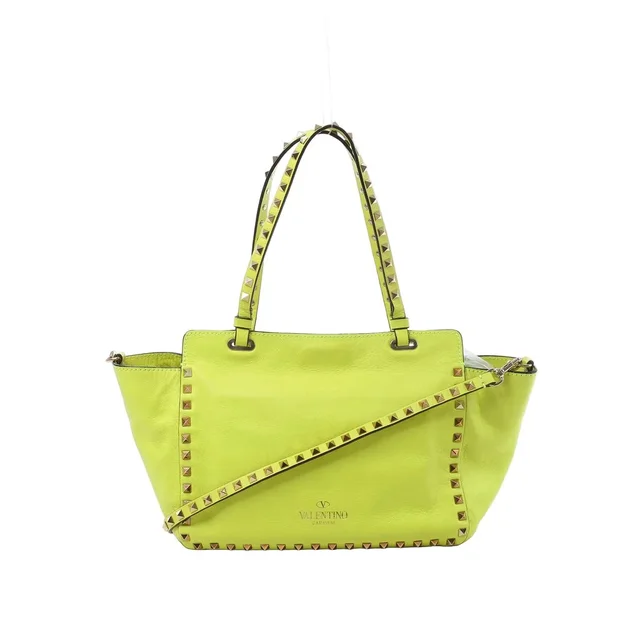 Valentino Garavani Rockstud Leather 2Way Handbag in Yellow in white|neutral Leather from Her-Age, photo 1 of 1
