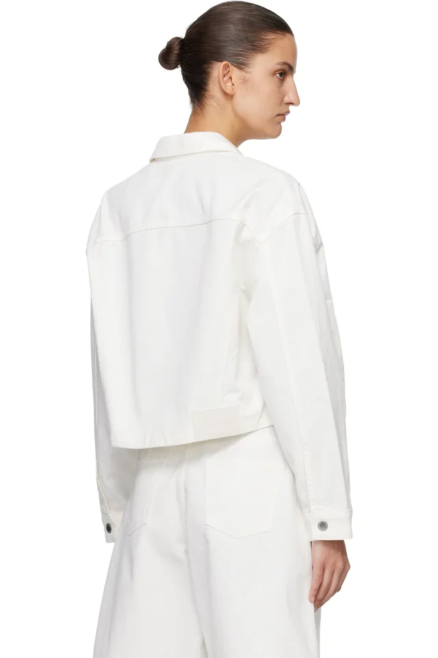 Maison Kitsuné White Denim Boxy Trucker Jacket, photo 3 of 4 from SSENSE