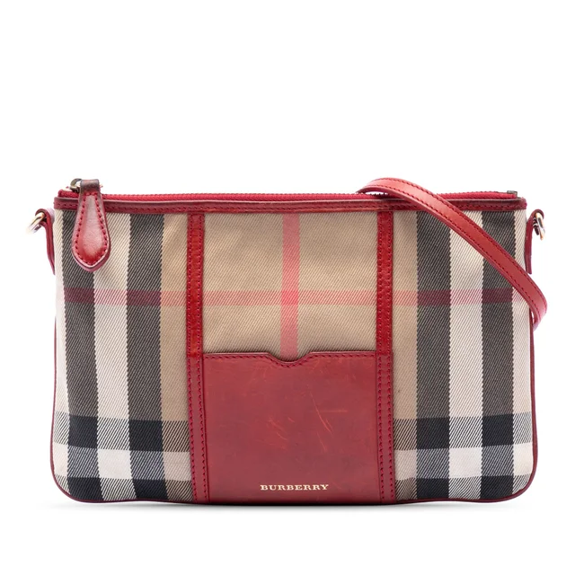 Brown Burberry House Check Canvas Crossbody in Brown Canvas from Designer Revival