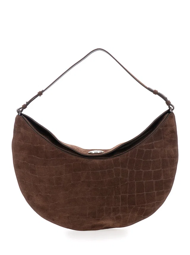 Jacquemus Crocodile-Embossed Leather Hobo Bag — Brown in Brown Crocodile from HEWI