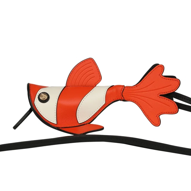 Chanel Coco Beach Mini Clownfish Bag Charm Orange, White, Black Lambskin Gold Hardware in Black Lambskin from Madison Avenue Couture