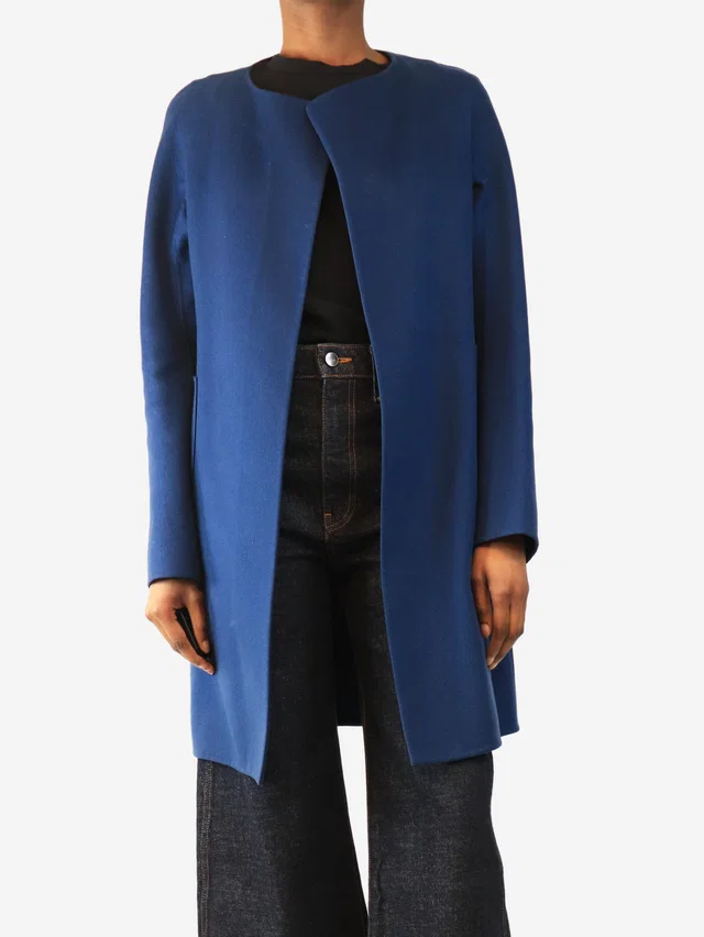 Jil Sander Blue cashmere coat - size UK 8 in Blue Cashmere from Sign of the Times
