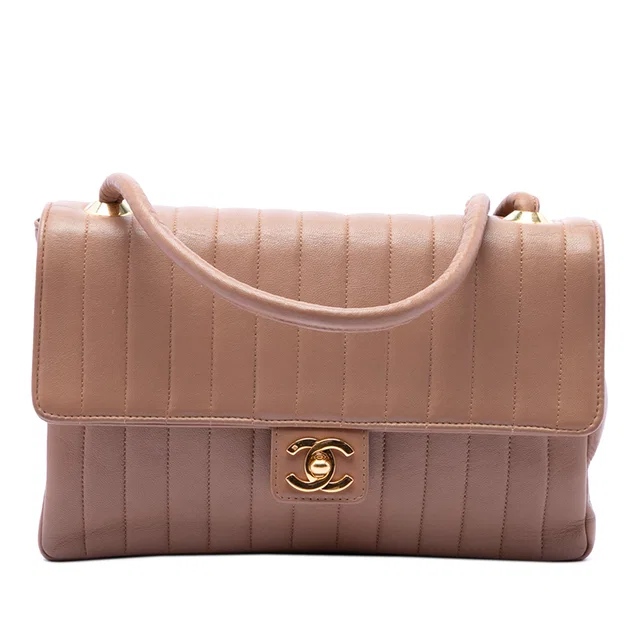 Brown Chanel Medium Vertical Quilted Lambskin Single Flap Crossbody Bag in Brown Lambskin from Designer Revival