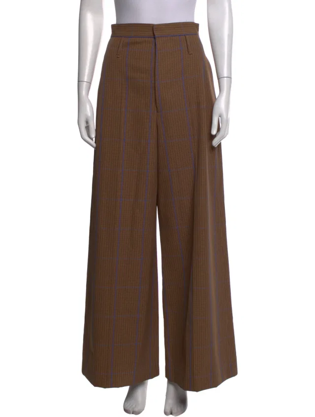 Vivienne Westwood Plaid Print Wide Leg Pants in brown|red from The RealReal