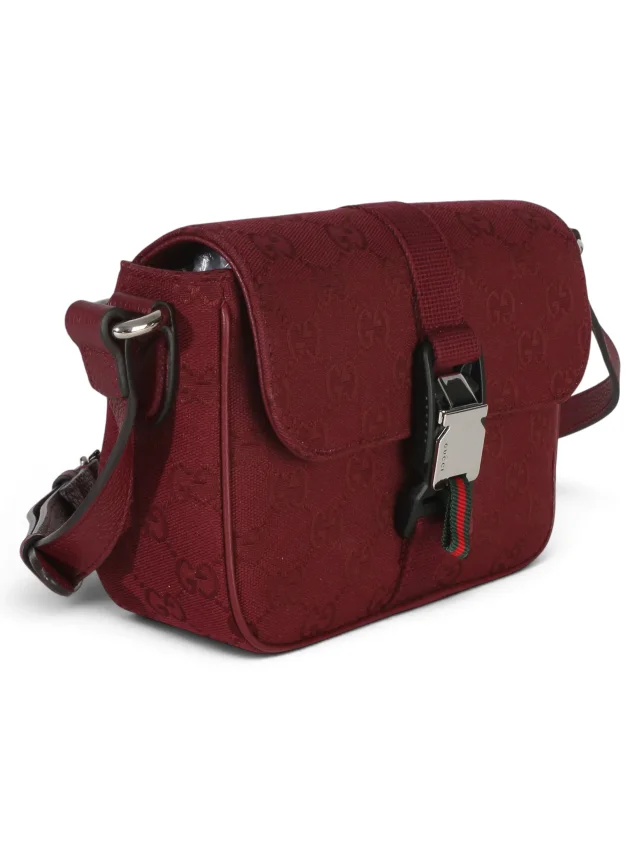 Gucci Burgundy Monogram Canvas Small Buckle Messenger in Burgundy Coated canvas from Season 2 Consign, photo 3 of 8