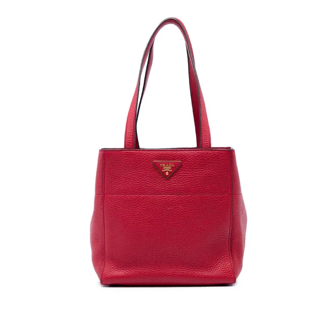 Red Prada Vitello Daino Tote in Red Leather from Designer Revival