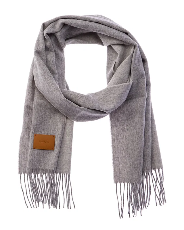 Vince Double-Face Solid Long Leather-Trim Wool & Cashmere-Blend Scarf, image 1 of 1 from Rue La La