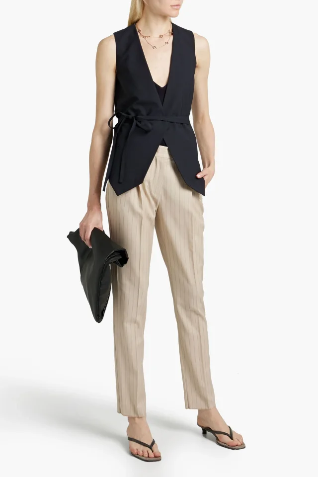 Brunello Cucinelli Bead-Embellished Wool-Blend Crepe Vest in Blue, photo 2 of 4 from THE OUTNET