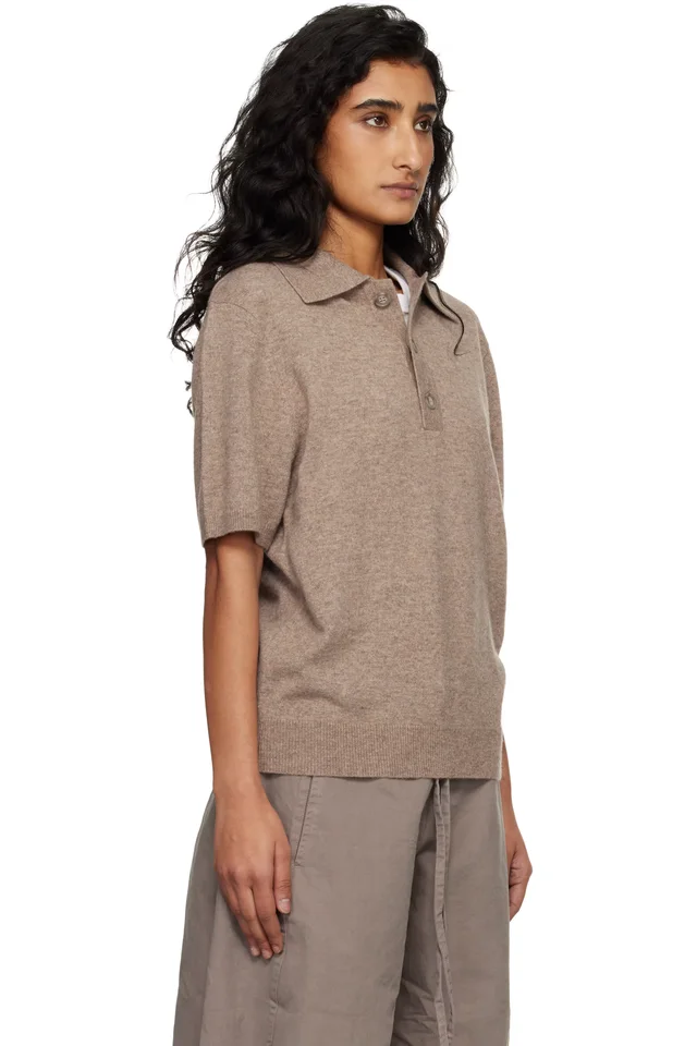 Entire Studios Beige Short Sleeve Knit Polo, photo 2 of 4 from SSENSE