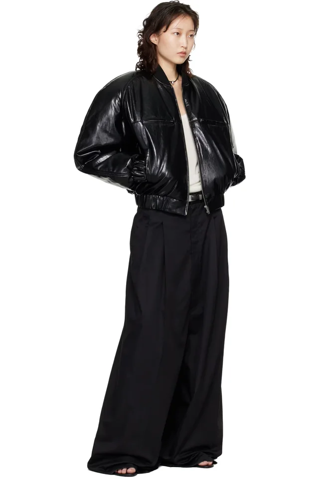 LU'U DAN Black Riot Faux-Leather Bomber Jacket, photo 4 of 4 from SSENSE