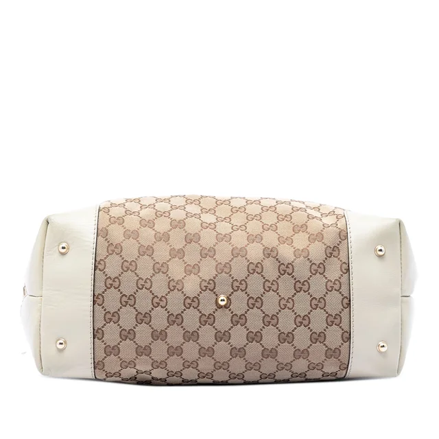 White Gucci GG Canvas Heart Bit Tote in White Canvas from Designer Revival, photo 2 of 2