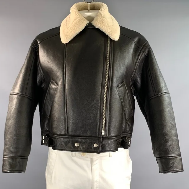 Acne Studios Size Xl Brown Cream Leather Jacket in red|brown Leather from Poshmark