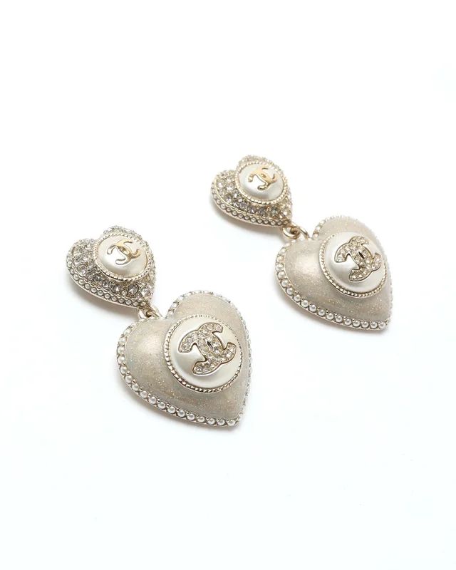 Chanel Coco Mark Heart Rhinestone Earrings from A Retro Tale, photo 2 of 6