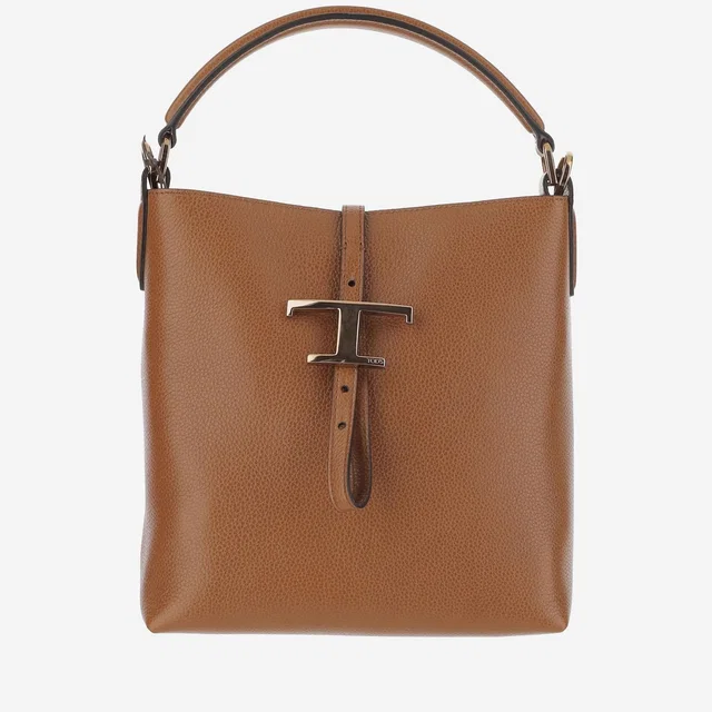 Tod's T-Flap Leather Shoulder Bag — Brown Calf in Brown Leather from HEWI