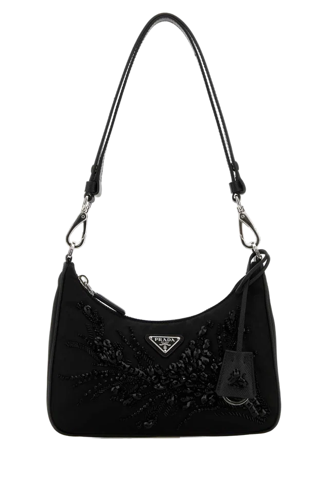 Prada Re-Edition Shoulder Bag — Black Poliammide Riciclata-vitello in Black Calfskin from HEWI