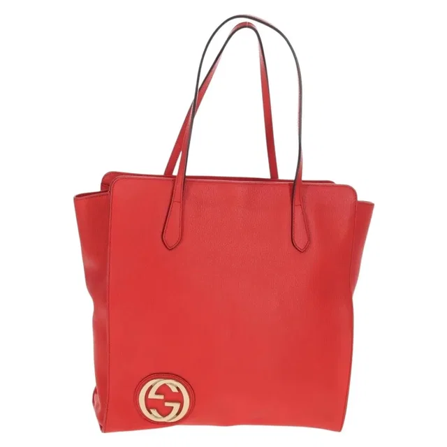 Gucci Grand Prix Interlocking Gg Tote Grainy Leather Red Bag in Red Leather from HEWI