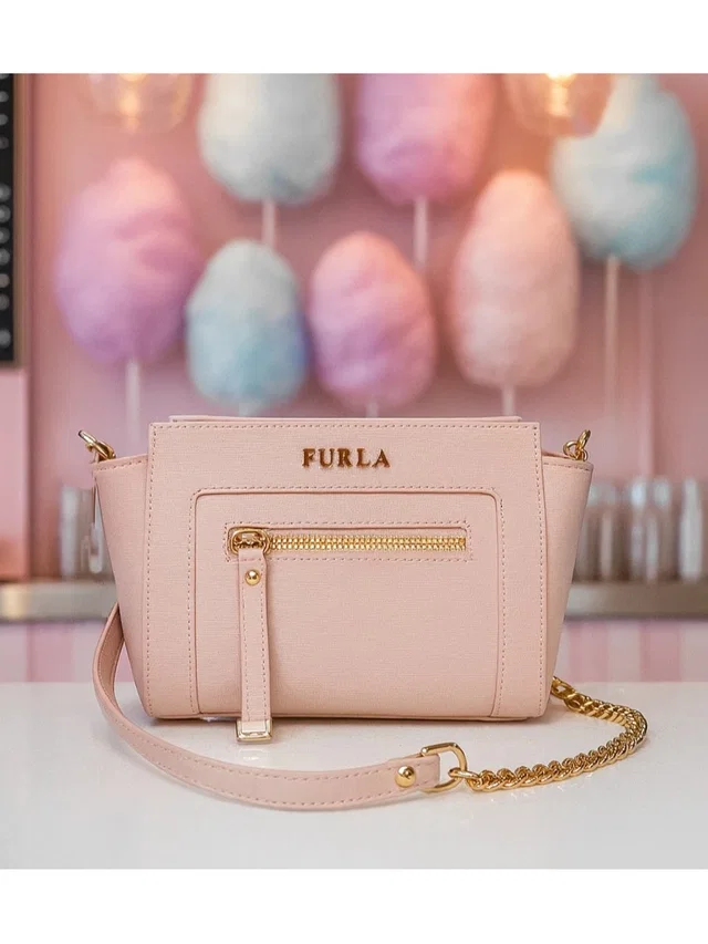 Furla Baby Ginevra Leather Crossbody Bag Pink Saffiano Gold Hardware Never Used in gold|pink Saffiano leather from Poshmark