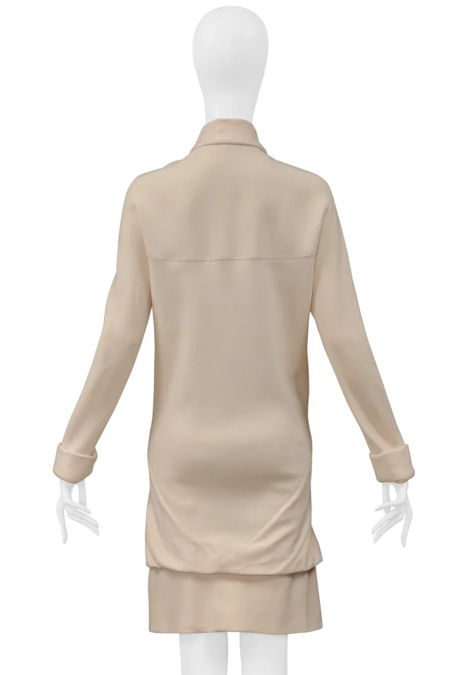 Balenciaga By Ghesquiere Off-white Mod Dress With Black Buttons 2006 in Black Silk from Resurrection Vintage, photo 2 of 8
