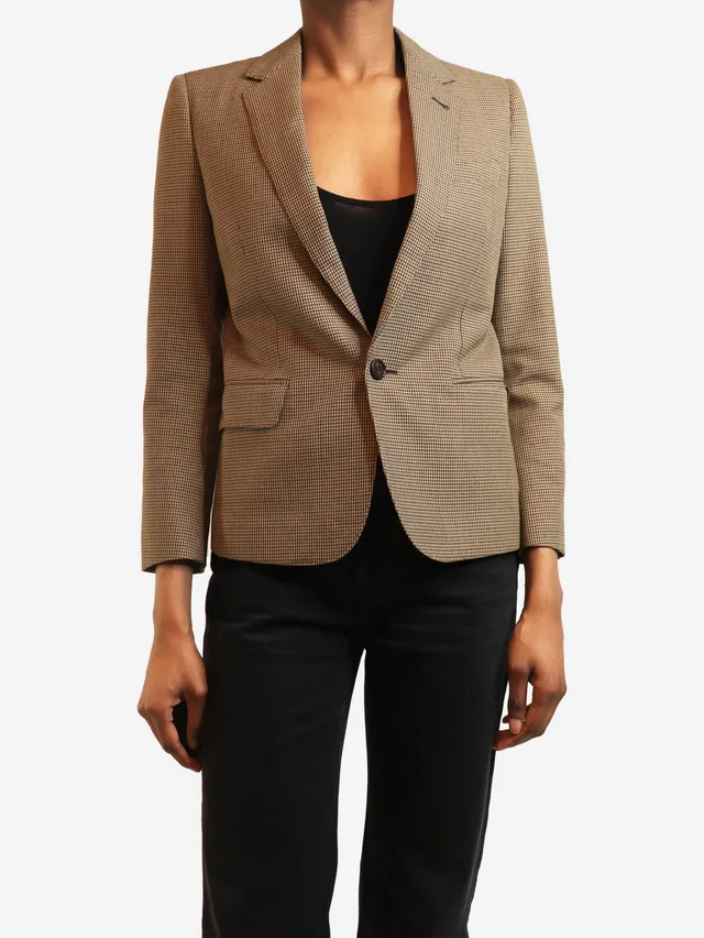 Celine Brown houndstooth blazer - size XS in Brown from Sign of the Times