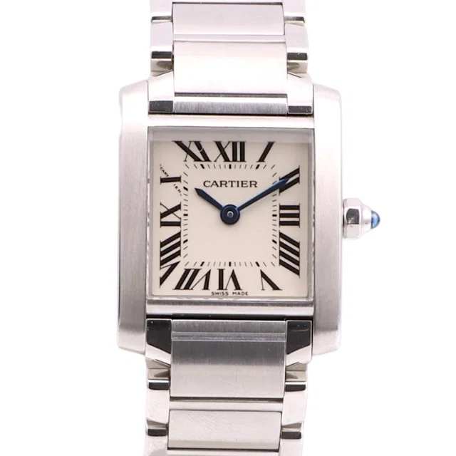Cartier Tank Française SM W51008Q3 Quartz Ivory in White from VINTAGE QOO TOKYO