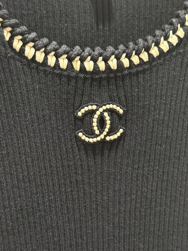 Chanel Black Cotton CC Knit Dress #38 in Black from Luxury Promise, photo 2 of 2