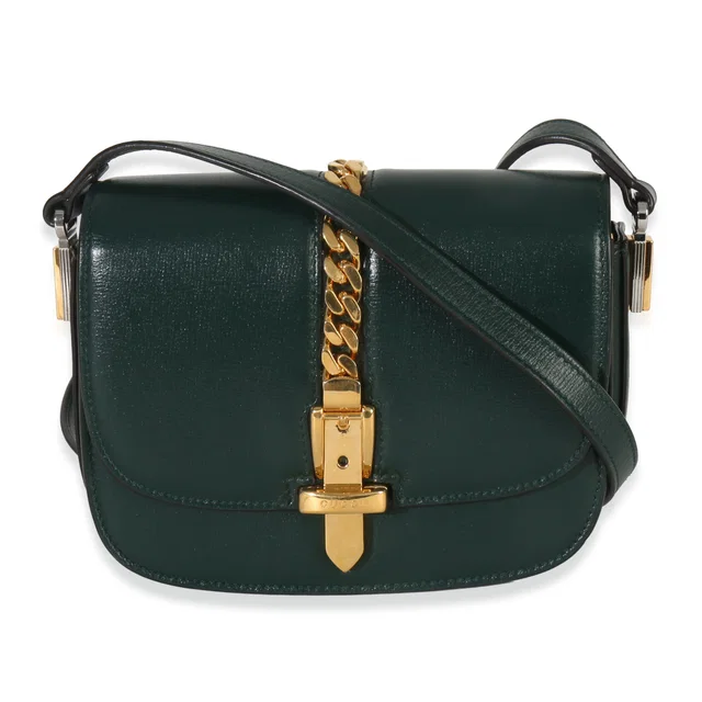 Gucci Dark Green Calfskin Mini Sylvie 1969 Bag in Green Calfskin from Luxury Promise
