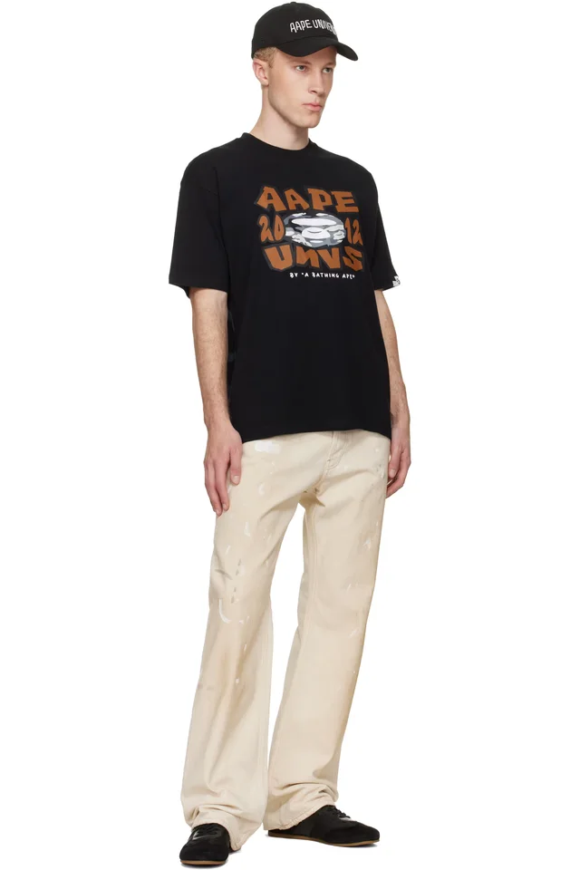 AAPE by A Bathing Ape Black 'AAPE' Theme Main T-shirt, photo 4 of 4 from SSENSE