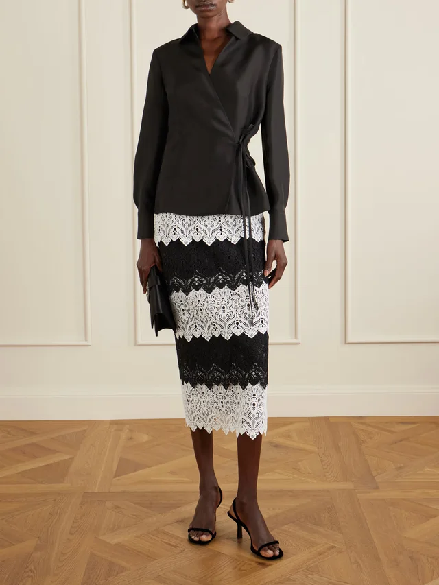 CAROLINA HERRERA Lace midi skirt in Black, photo 2 of 2 from NET-A-PORTER (Canada)
