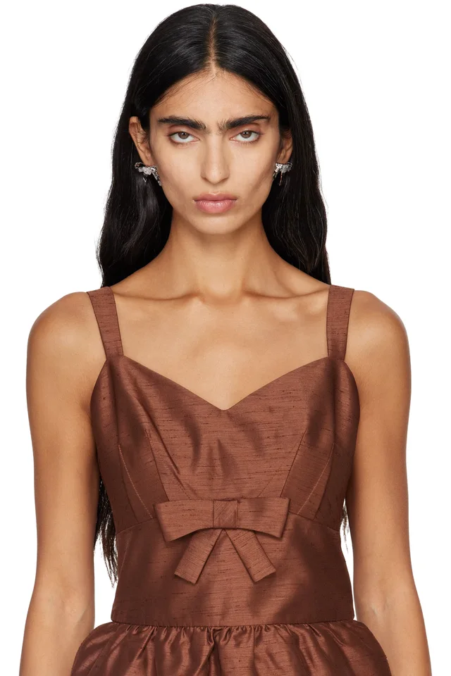 SHUSHU/TONG YVMIN Edition Twisted Rope Bow Faux-Pearl Earrings, photo 3 of 3 from SSENSE
