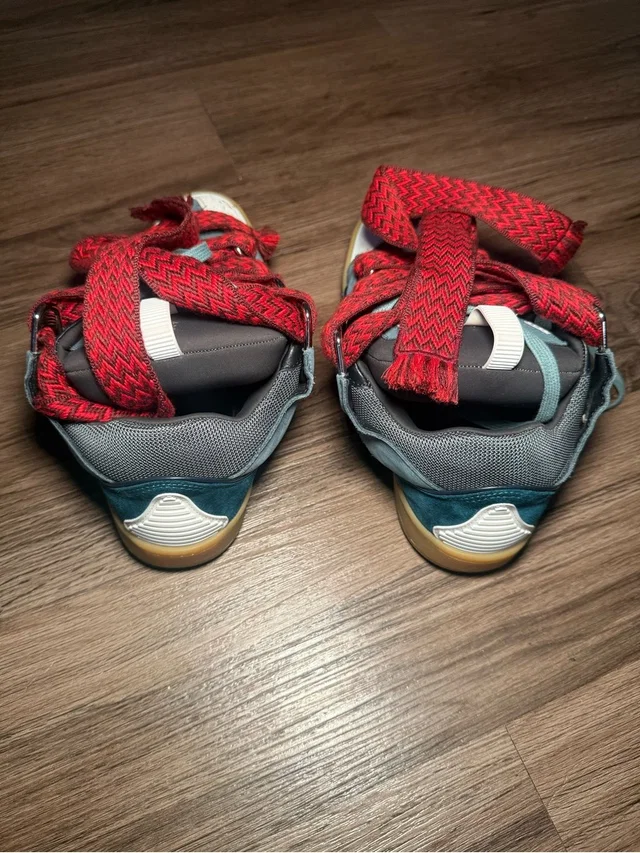 Lanvin Men Curb Suede Leather Sneakers Size 39 Blue Grey in blue|red Suede from Poshmark