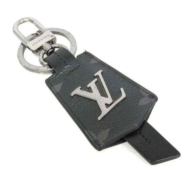 Louis Vuitton Monogram Eclipse Cloche Keyring M63620 Keyring (Black) in Black Leather, Monogram Eclipse from Elady