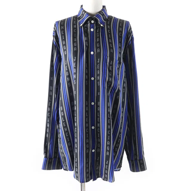 Balenciaga Rayon Logo Button Oversized Shirt from LuxUness