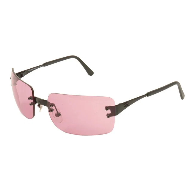 Chanel CC Mark Rimless Clear Sunglasses Purple in Purple from VINTAGE QOO TOKYO