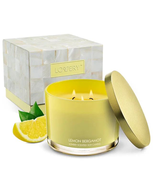 Lovery Luxury Lemon Bergamot 3-Wick Decorated Home Candle Gift Set, image 1 of 1 from Gilt