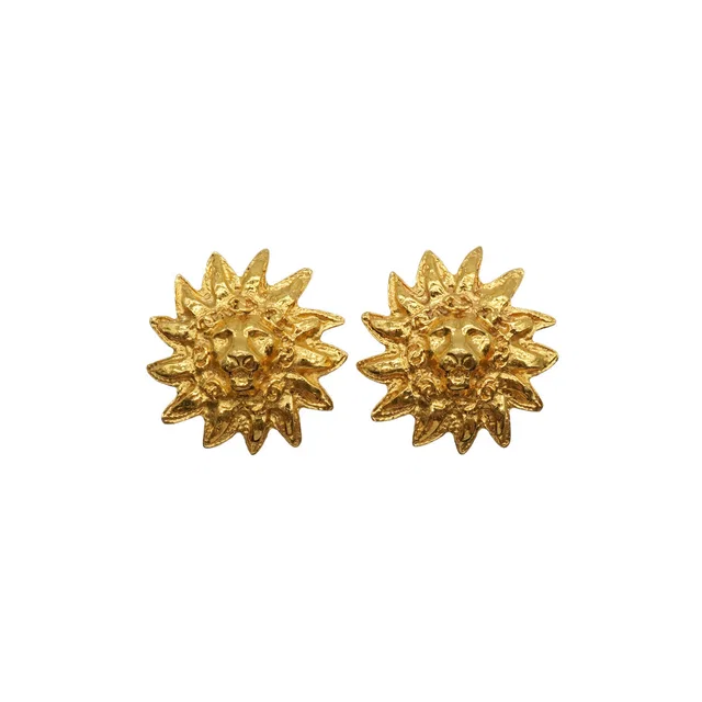 Chanel Vintage Earrings Lion Motif Gold Accessory in Gold from Luxury Promise