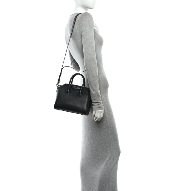Givenchy Sugar Goatskin Mini Antigona Black in Black Goatskin from FASHIONPHILE, photo 2 of 10